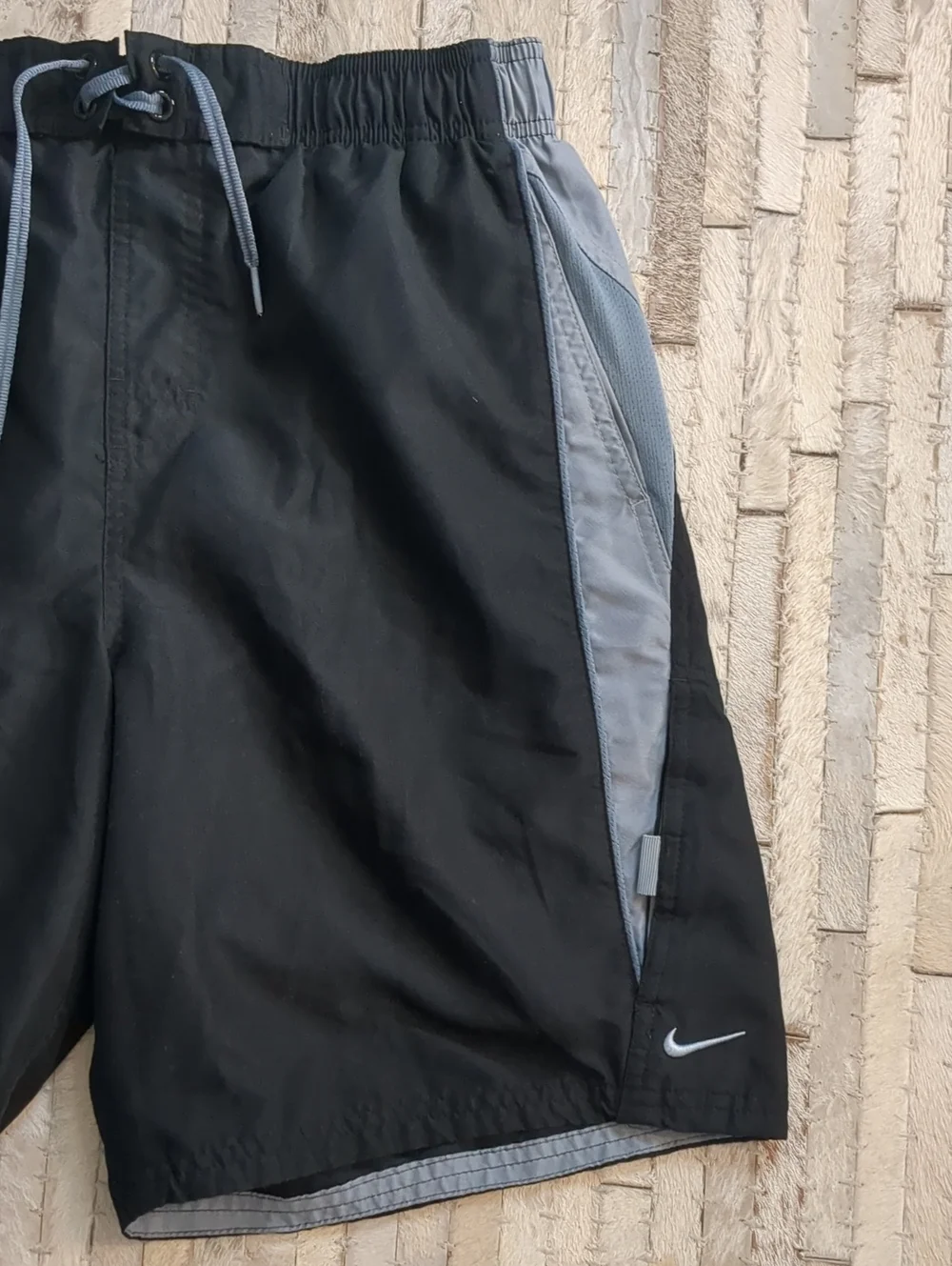 Nike Black Gray Center Swoosh Logo Boardshorts
